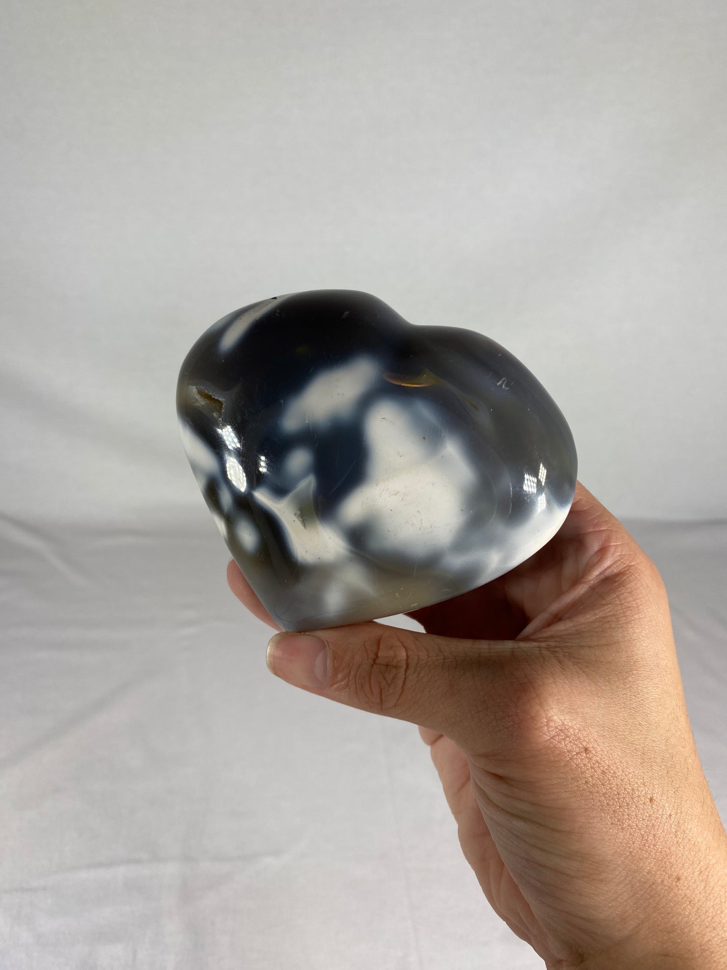 Madagascan Polished Orca Agate Heart (B)
