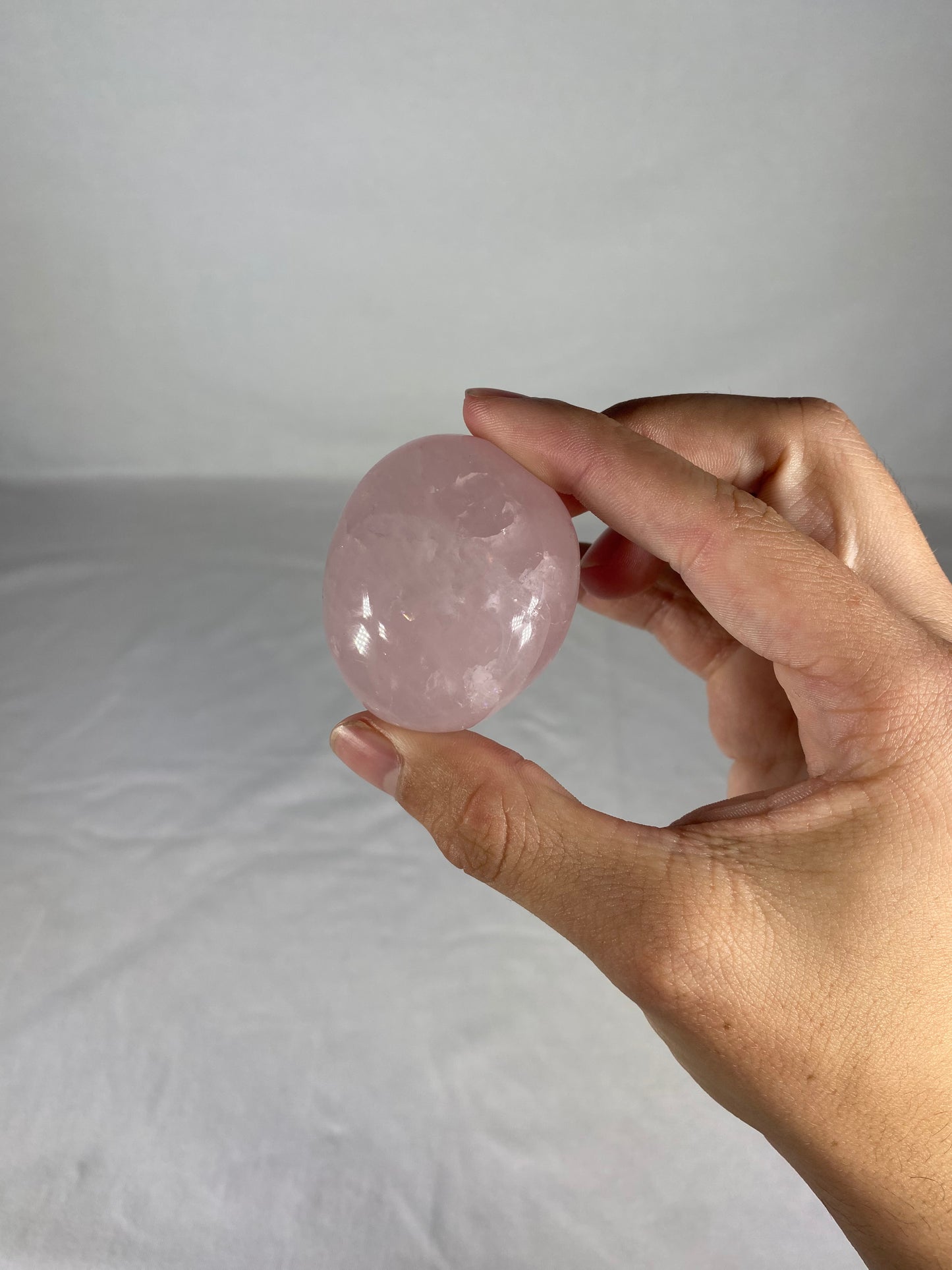 Madagascan Polished Rose Quartz Palm Stone (C)