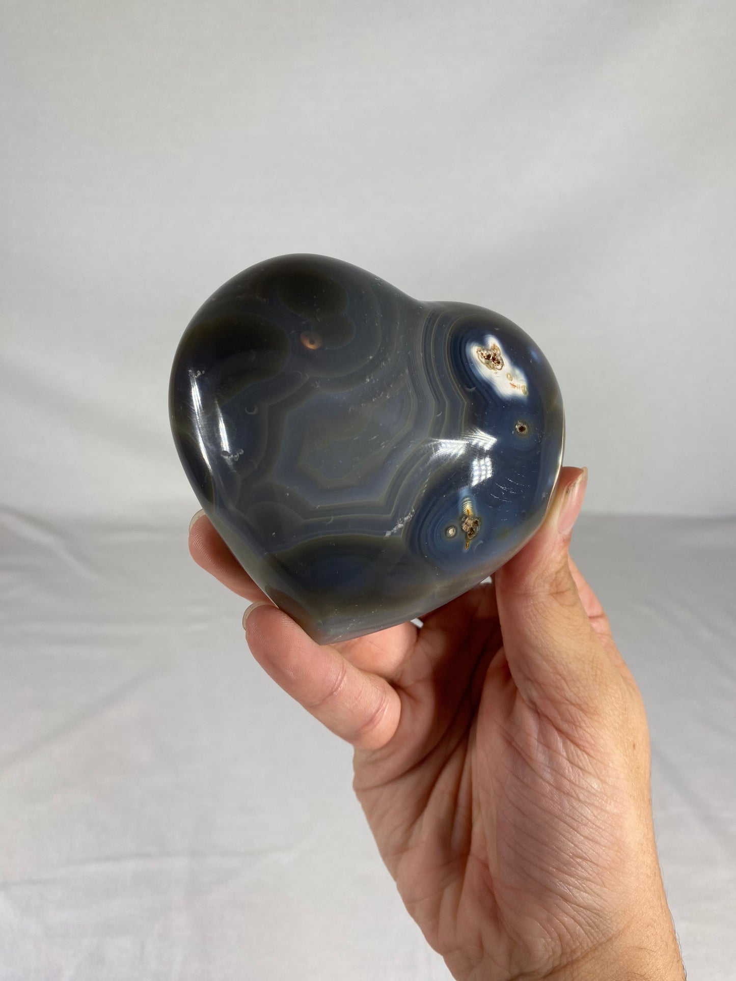 Madagascan Polished Orca Agate Heart (C)
