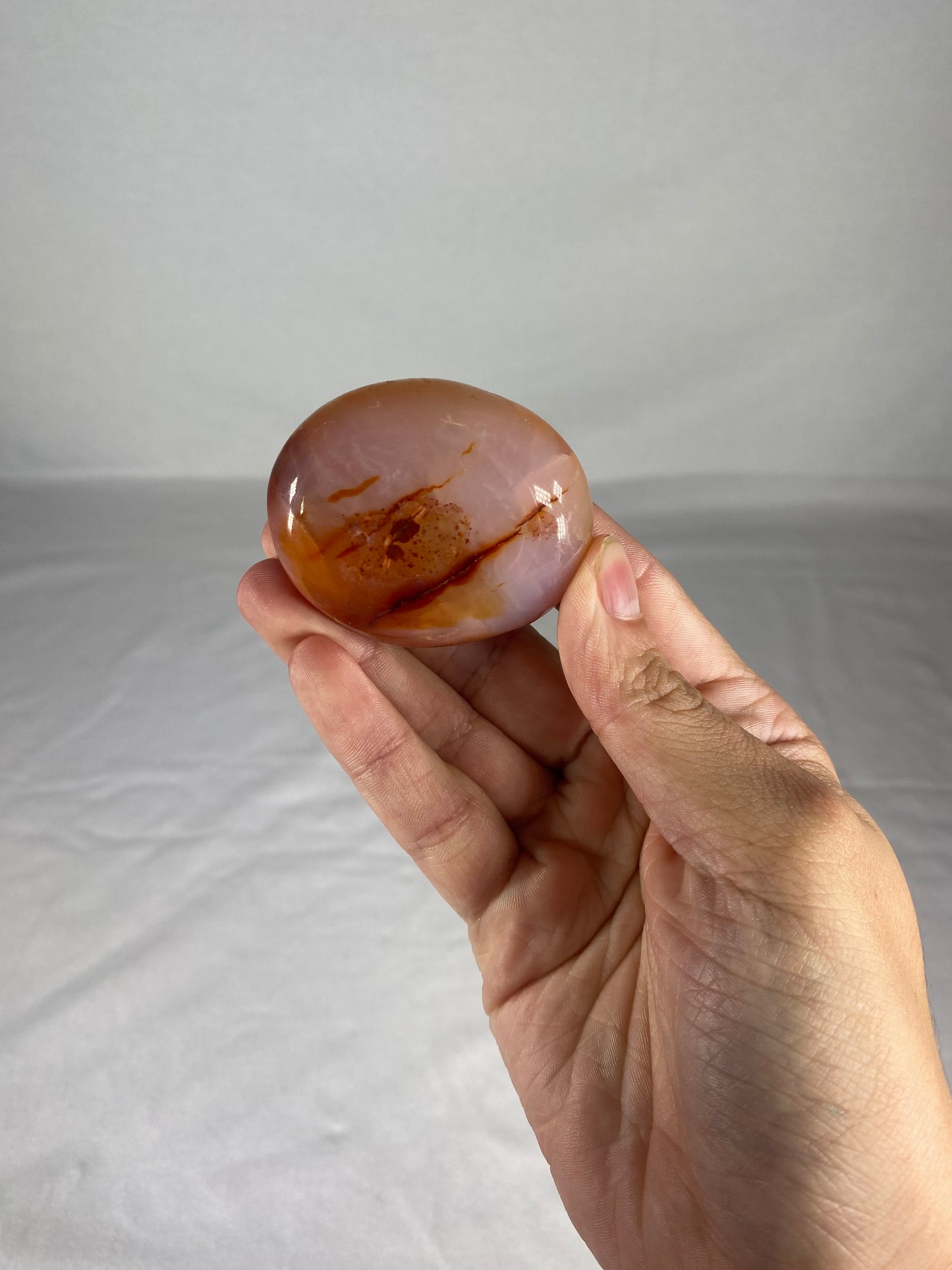 Madagascan Polished Carnelian Palm Stone (E)