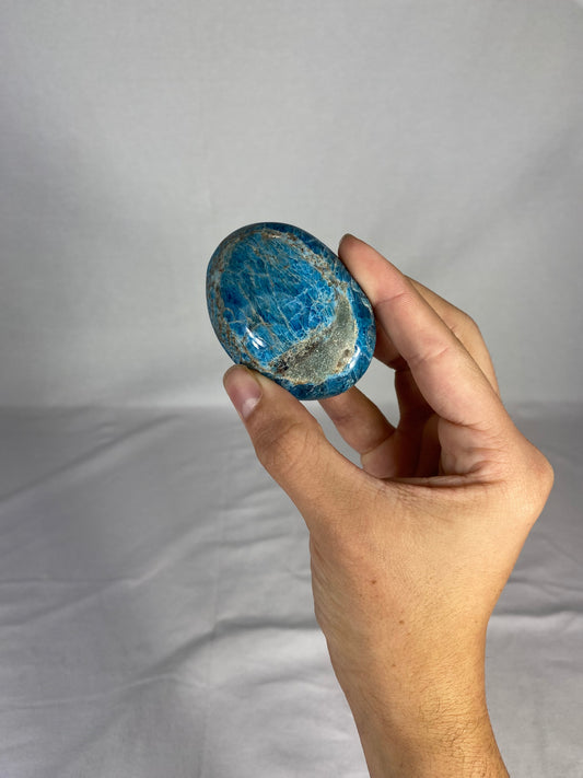 Madagascan Polished Blue Apatite Palm Stone (D)