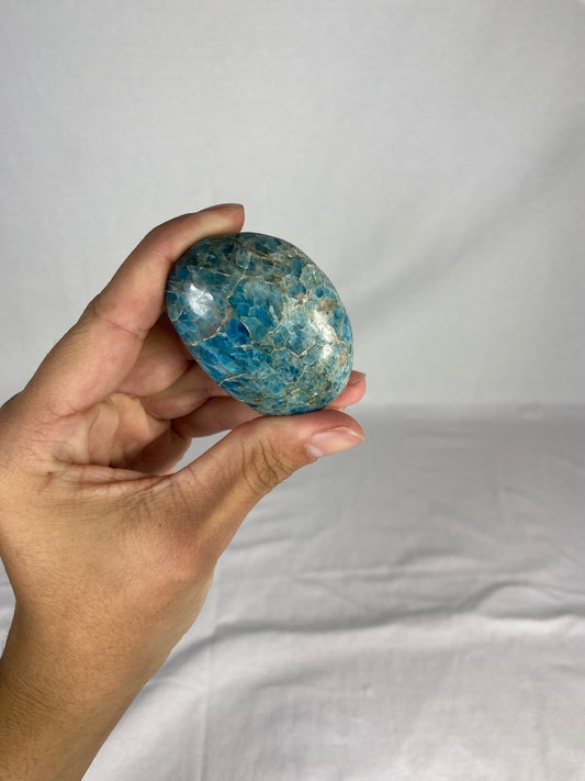 Madagascan Polished Blue Apatite Palm Stone (C)