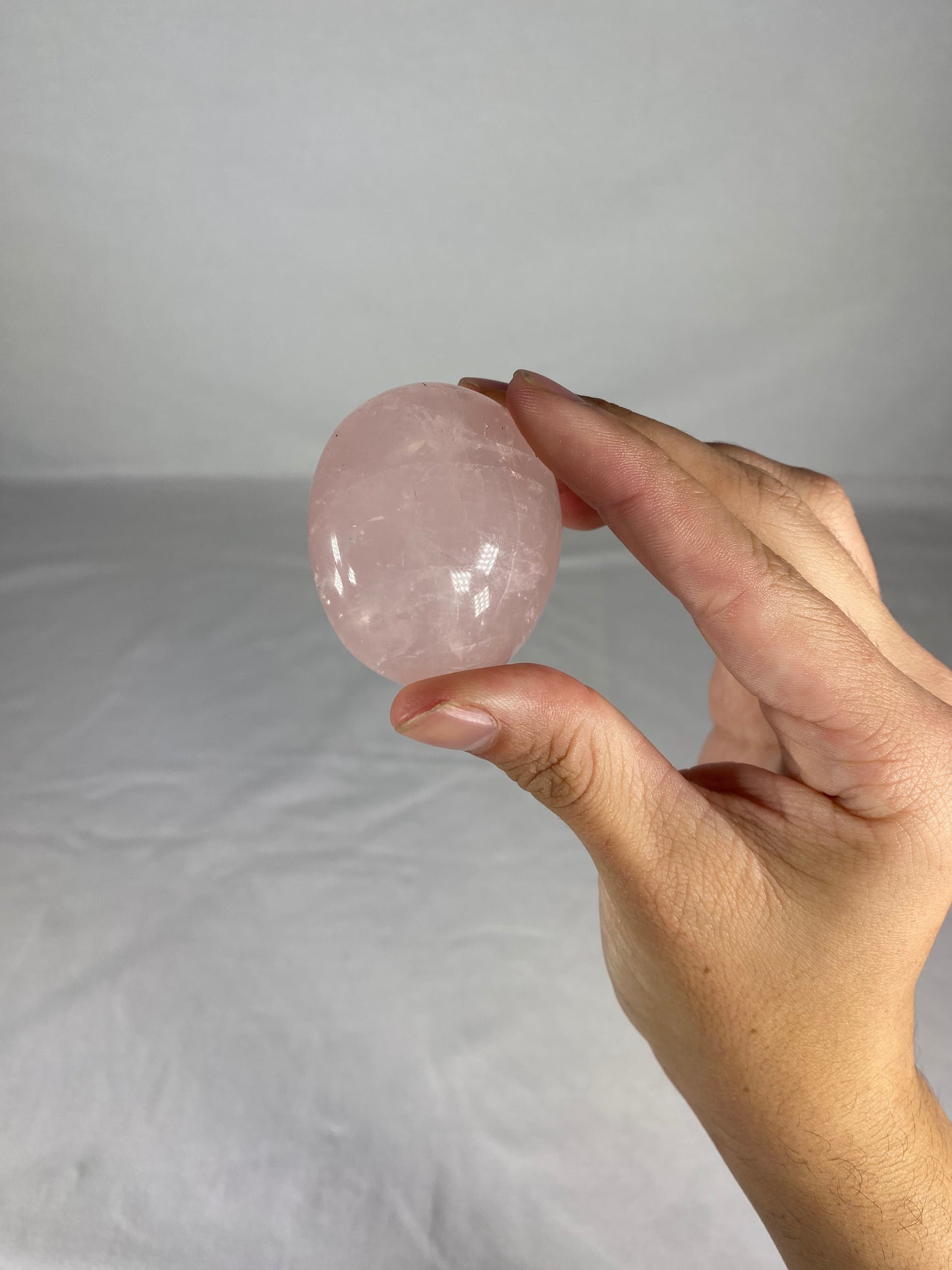Madagascan Polished Rose Quartz Palm Stone (A)