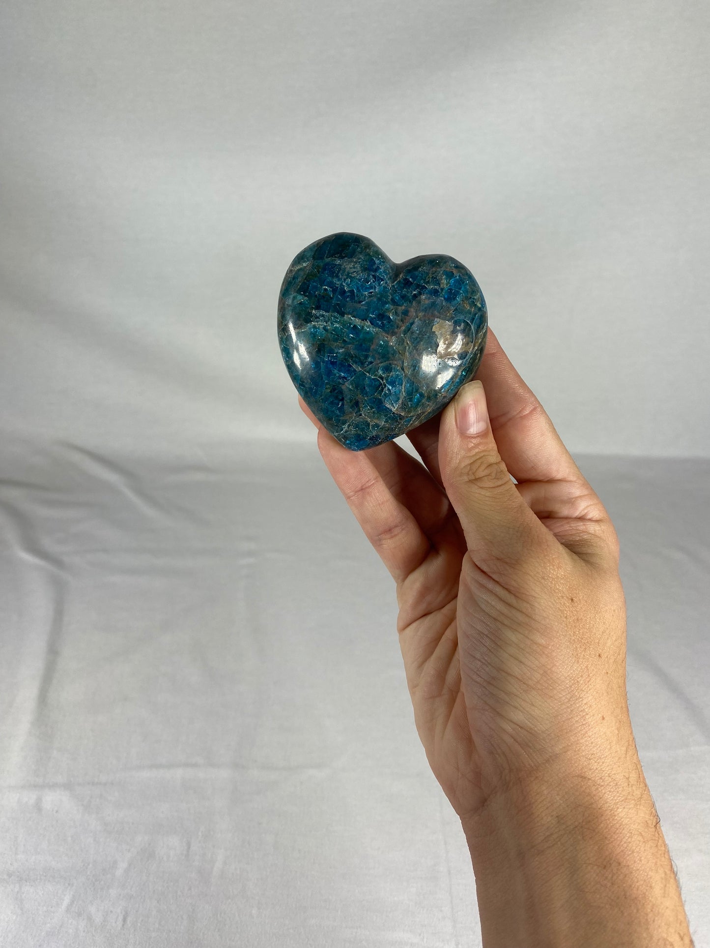 Madagascan Polished Blue Apatite Heart (D)