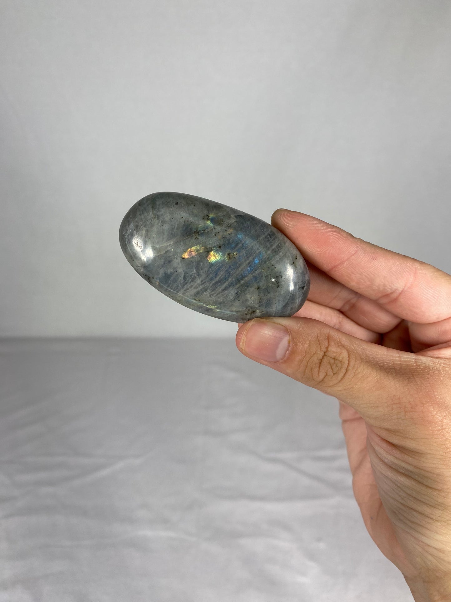 Madagascan Polished Labradorite Palm Stone (J1)