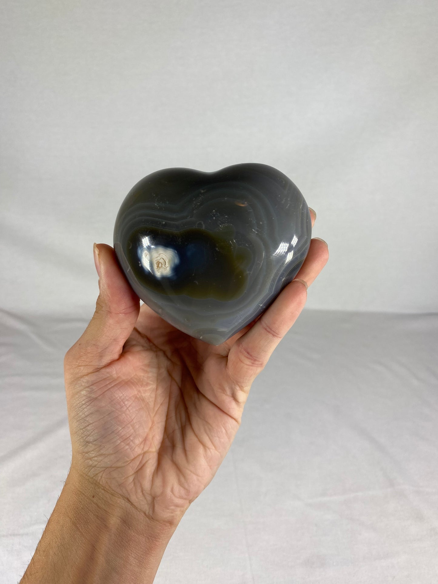Madagascan Polished Orca Agate Heart (C)