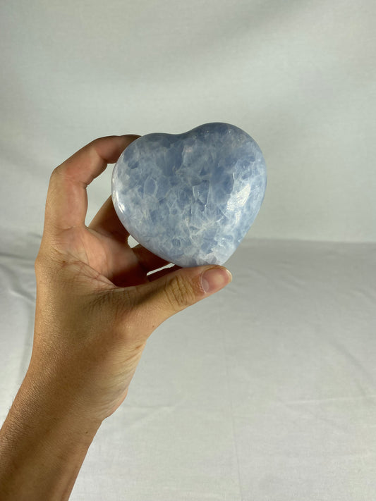 Madagascan Polished Blue Calcite Heart (A)