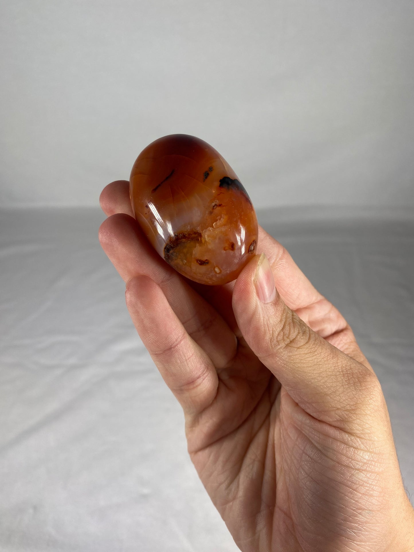 Madagascan Polished Carnelian Palm Stone (F)