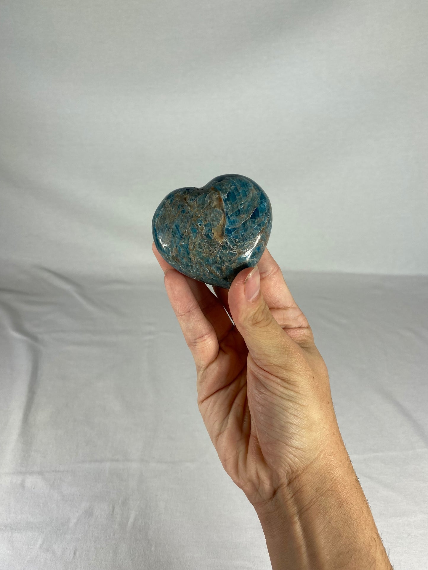 Madagascan Polished Blue Apatite Heart (C)