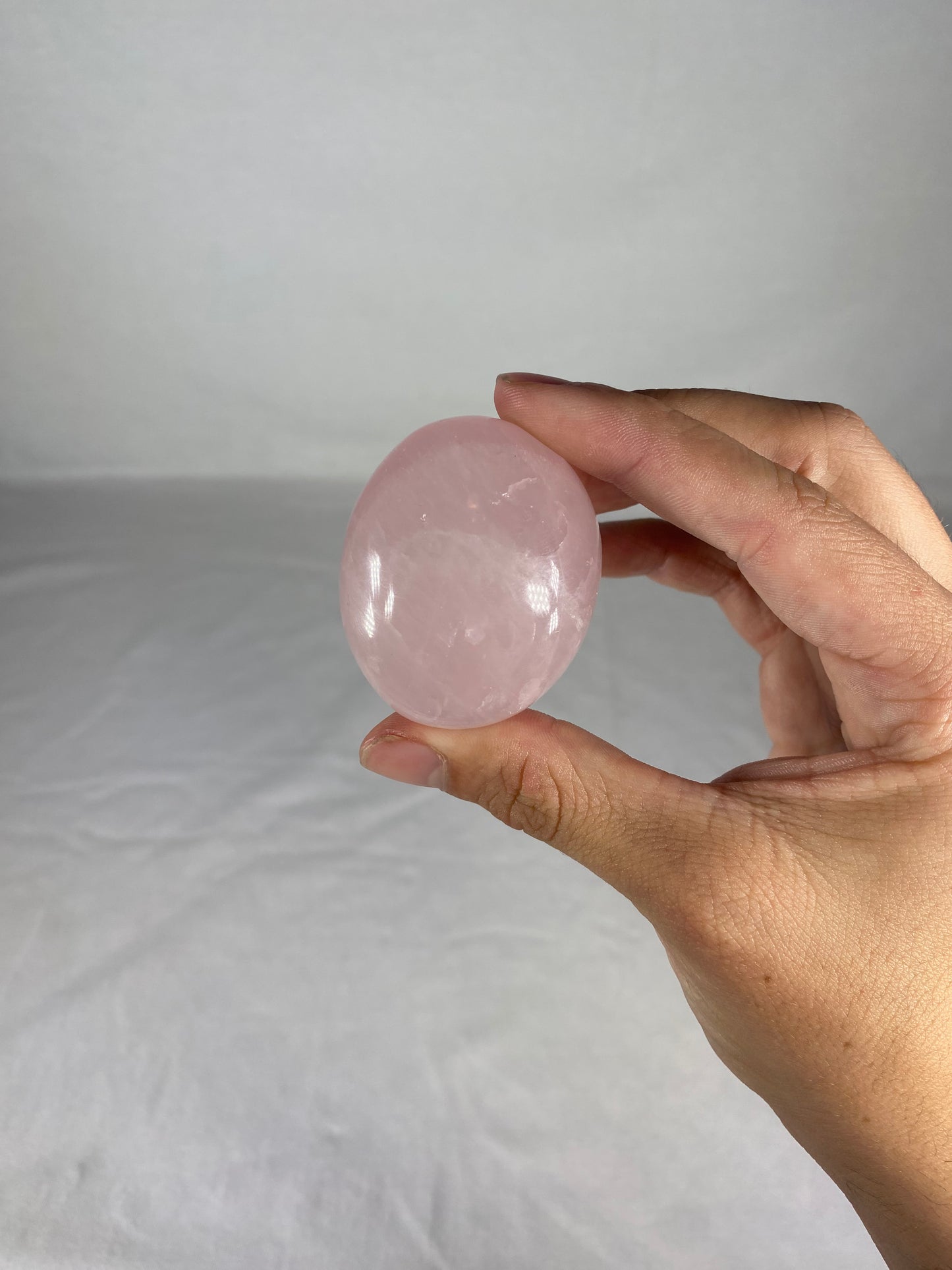 Madagascan Polished Rose Quartz Palm Stone (C)