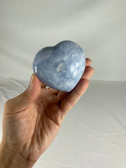 Madagascan Polished Blue Calcite Heart (B)