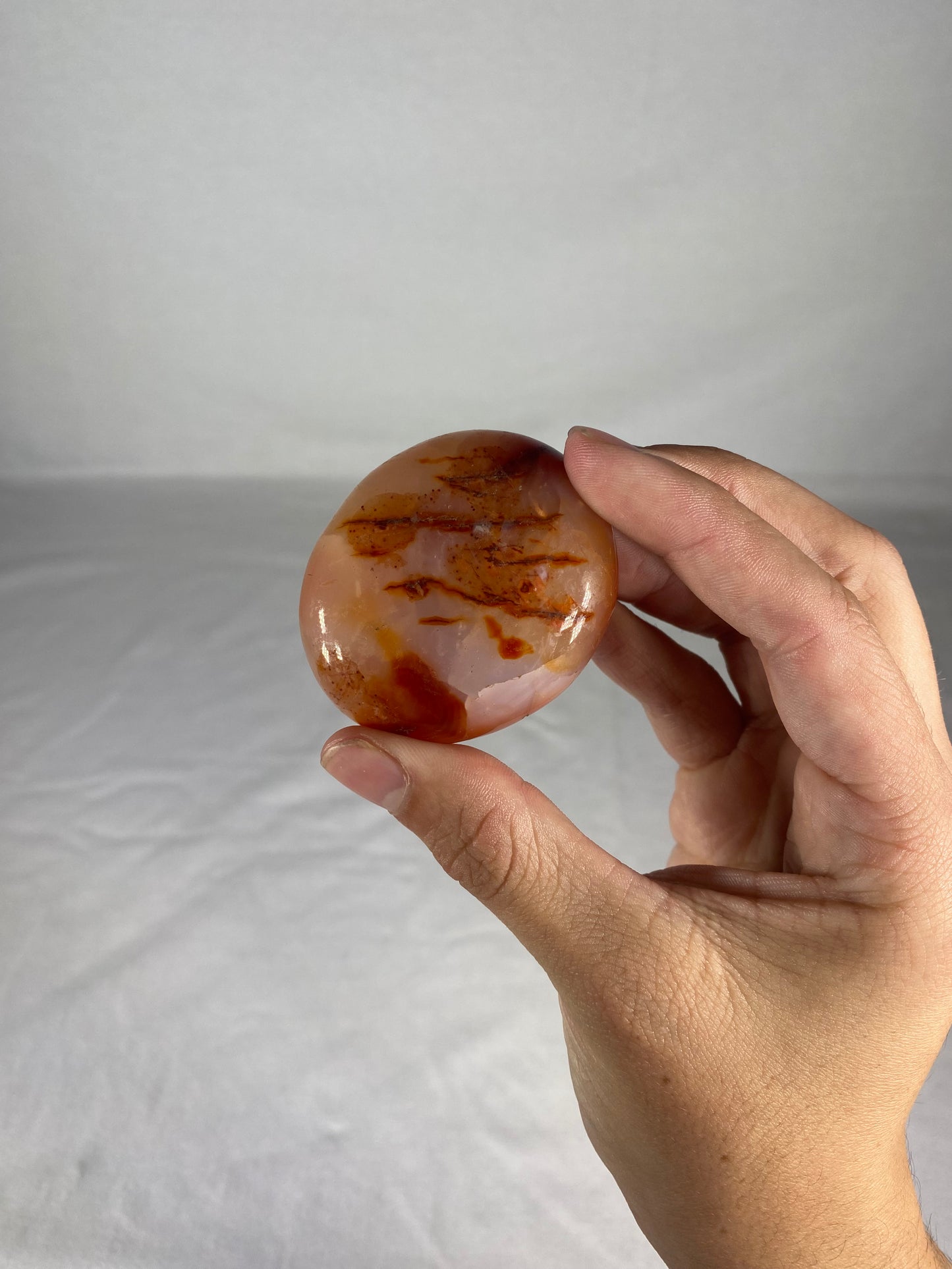 Madagascan Polished Carnelian Palm Stone (E)