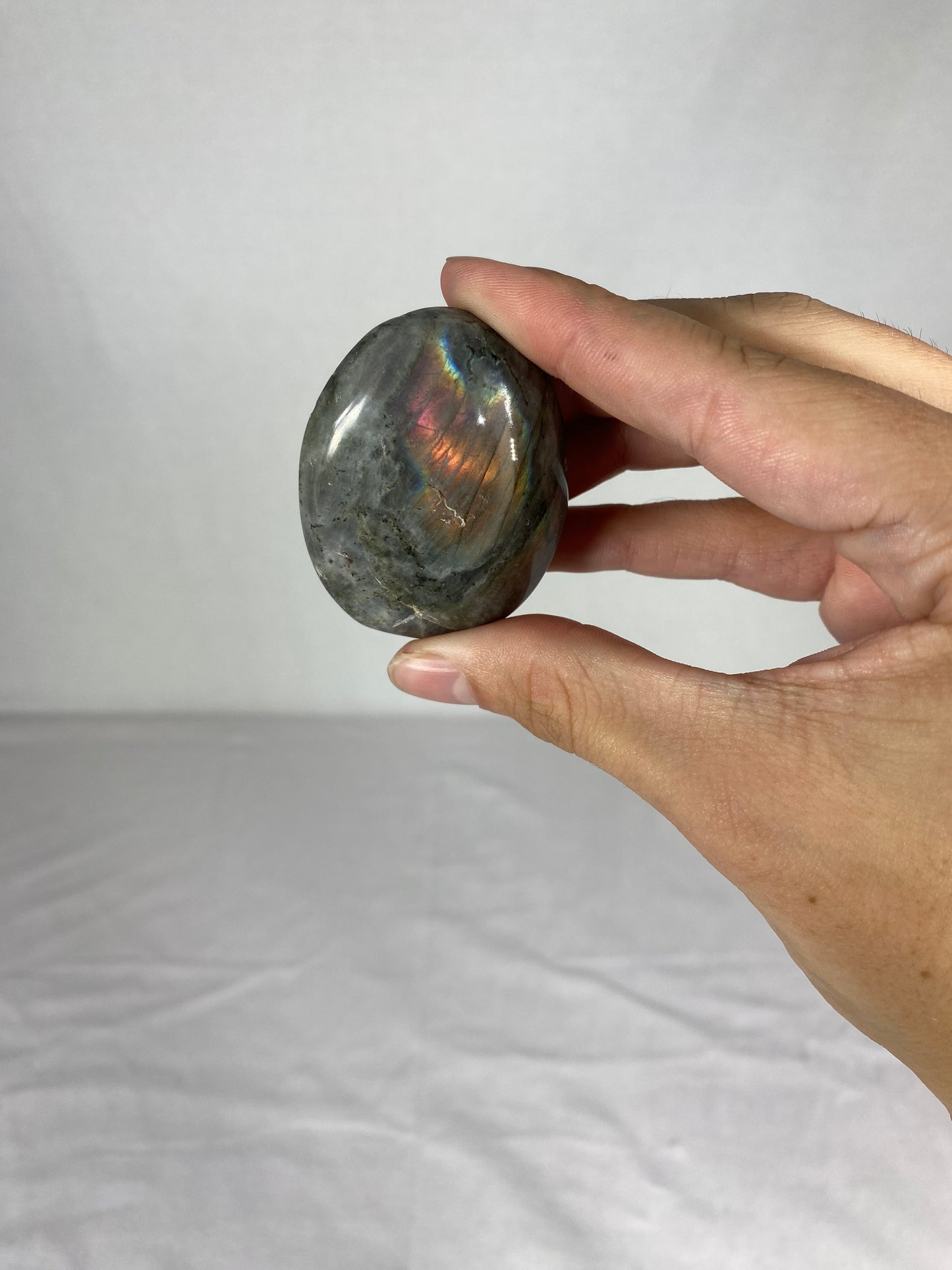 Madagascan Polished Labradorite Palm Stone (C1)