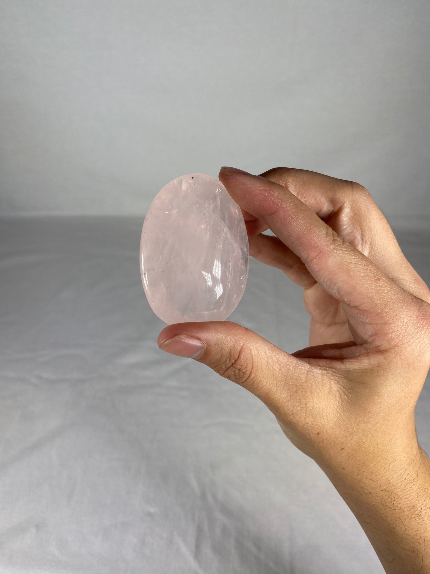 Madagascan Polished Rose Quartz Palm Stone (D)