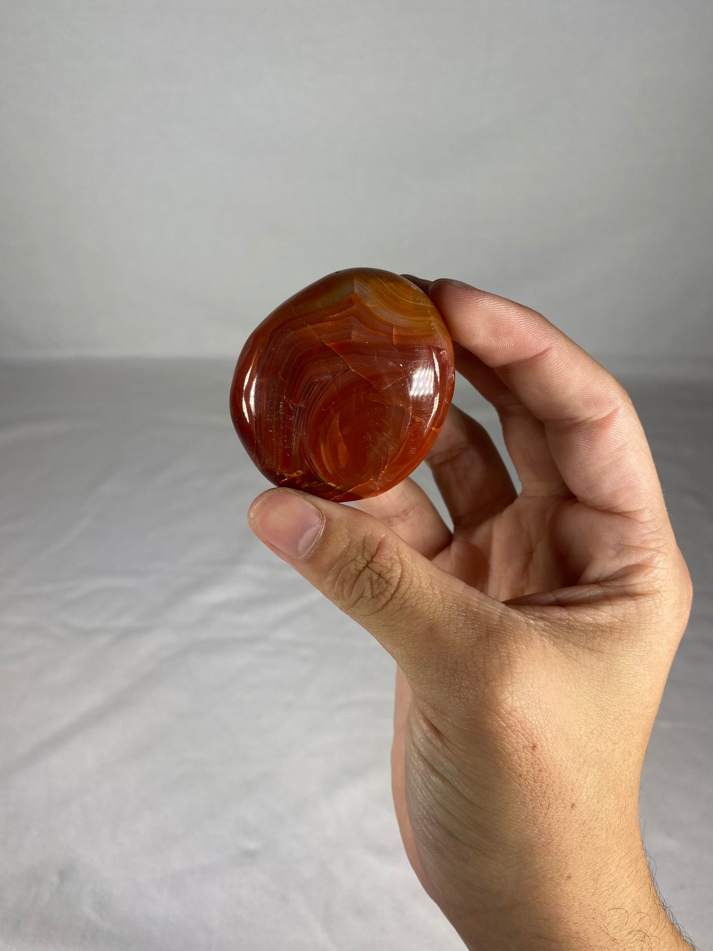 Madagascan Polished Carnelian Palm Stone (H)