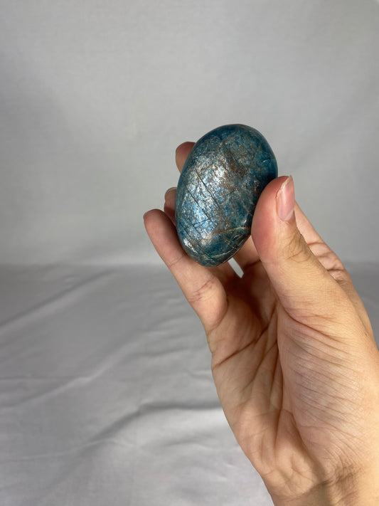 Madagascan Polished Blue Apatite Palm Stone (B)