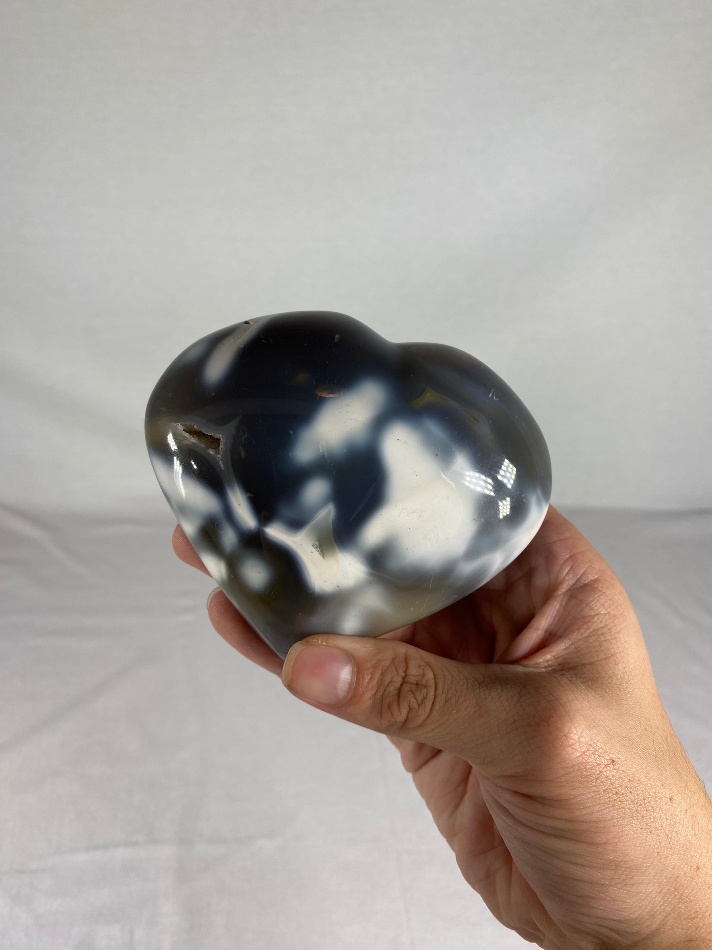 Madagascan Polished Orca Agate Heart (B)