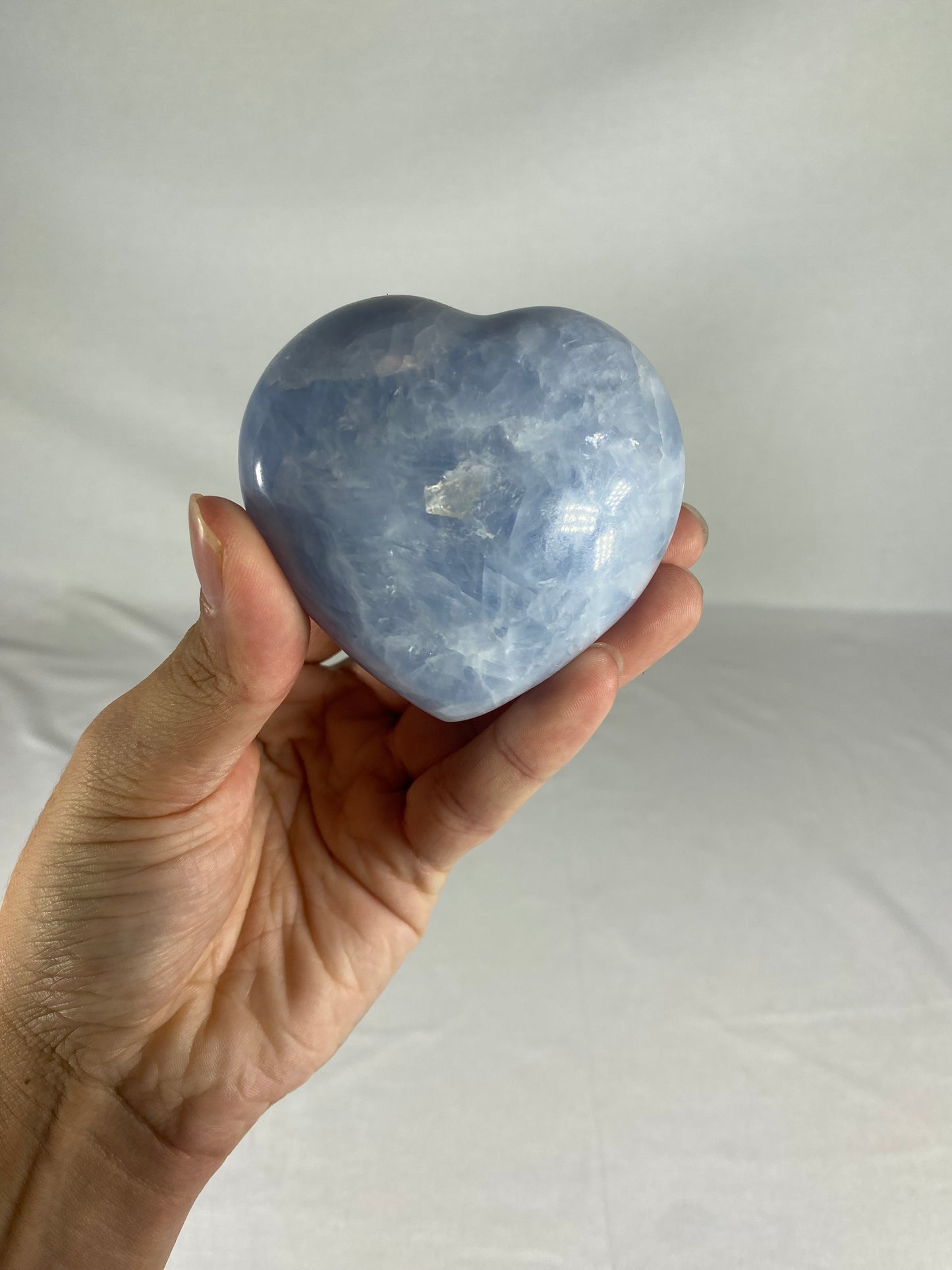 Madagascan Polished Blue Calcite Heart (B)