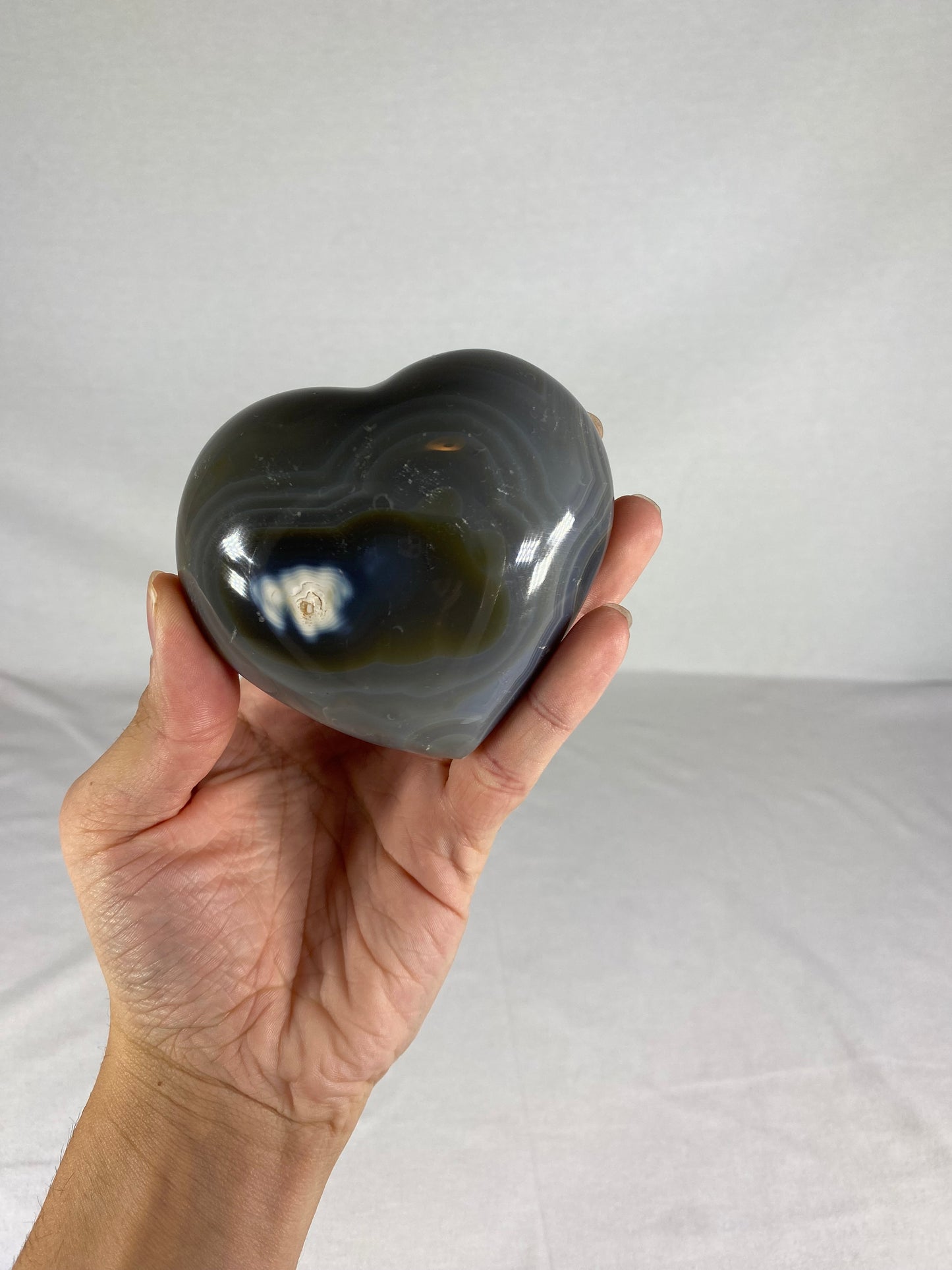 Madagascan Polished Orca Agate Heart (C)