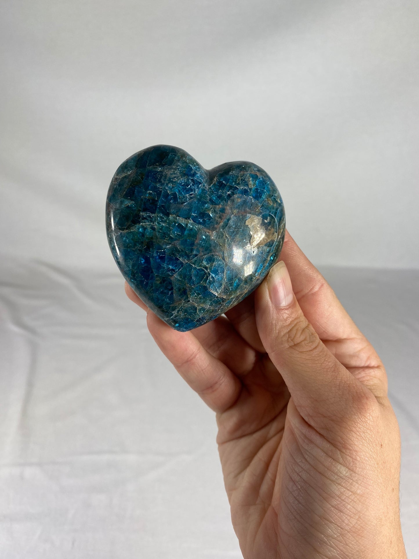 Madagascan Polished Blue Apatite Heart (D)