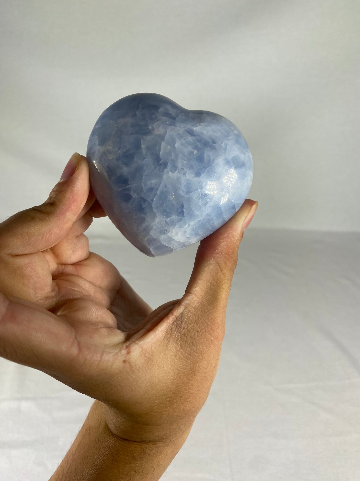 Madagascan Polished Blue Calcite Heart (B)