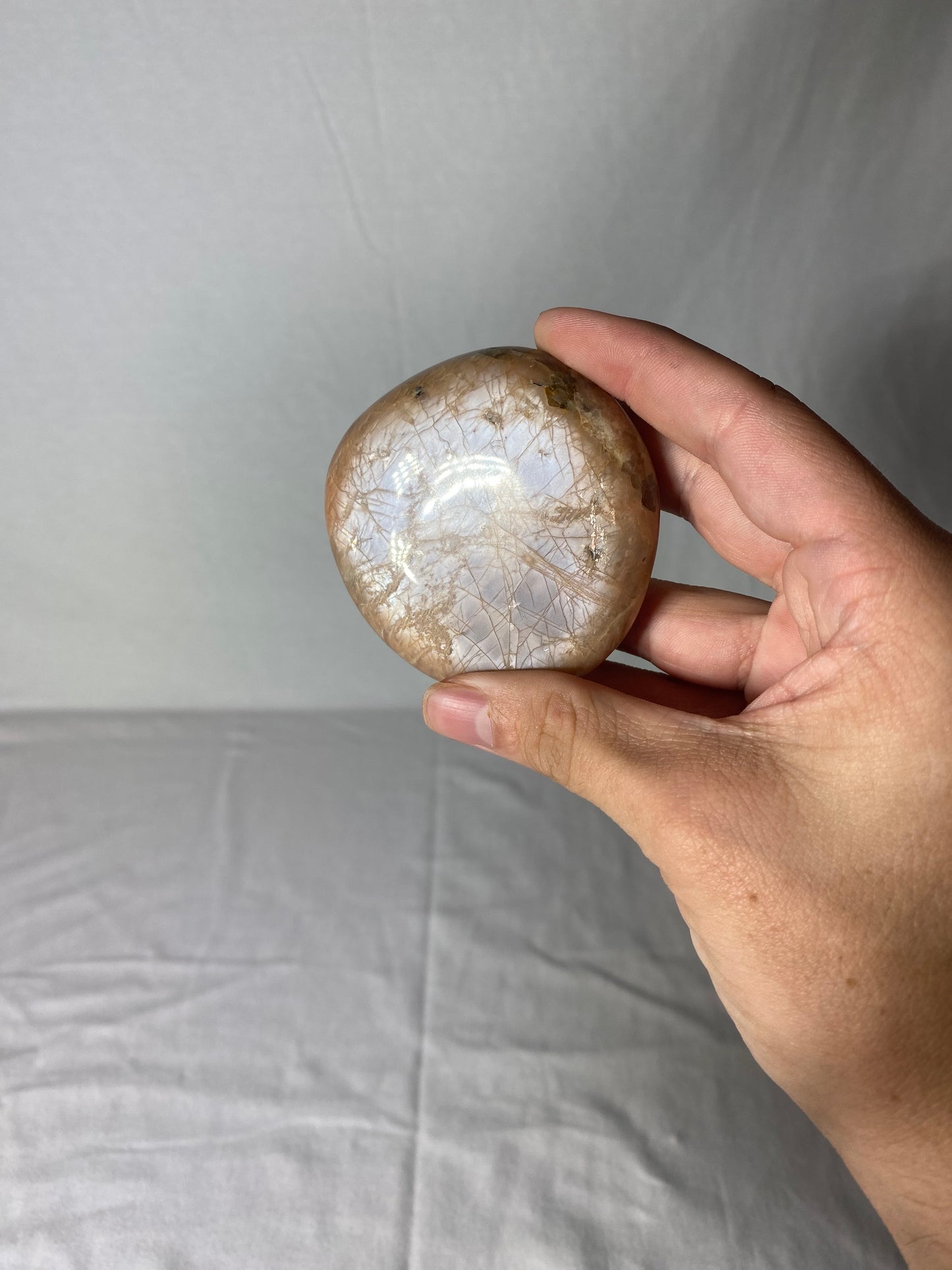 Madagascan Polished Sunstone Palm Stone (D)