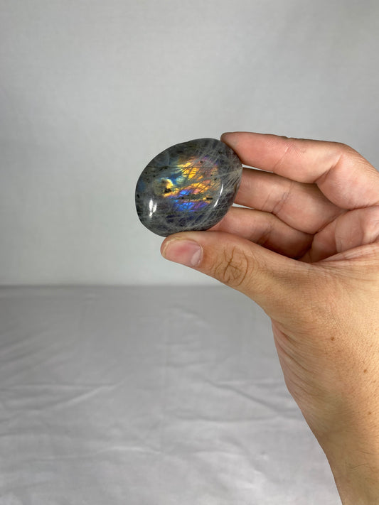 Madagascan Polished Labradorite Palm Stone (E1)