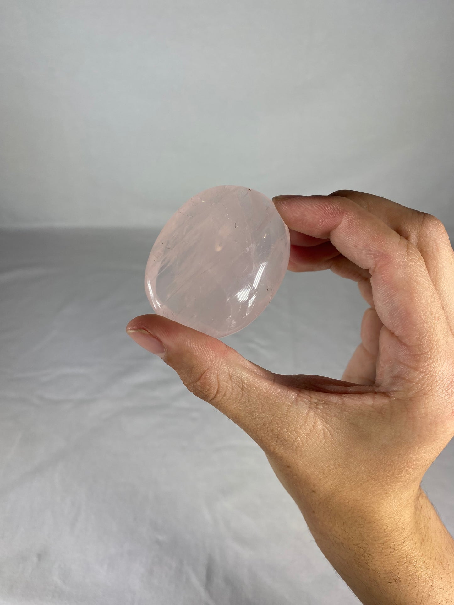 Madagascan Polished Rose Quartz Palm Stone (D)