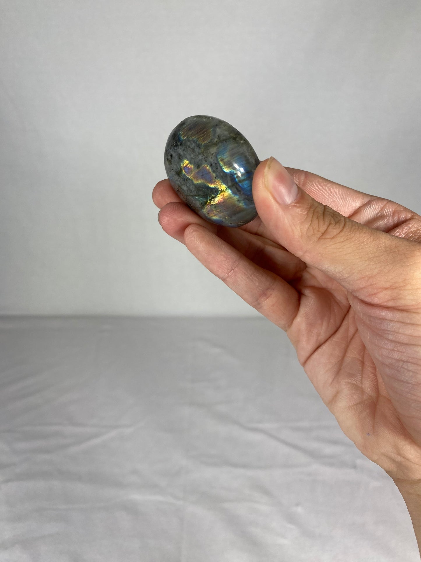 Madagascan Polished Labradorite Palm Stone (C1)