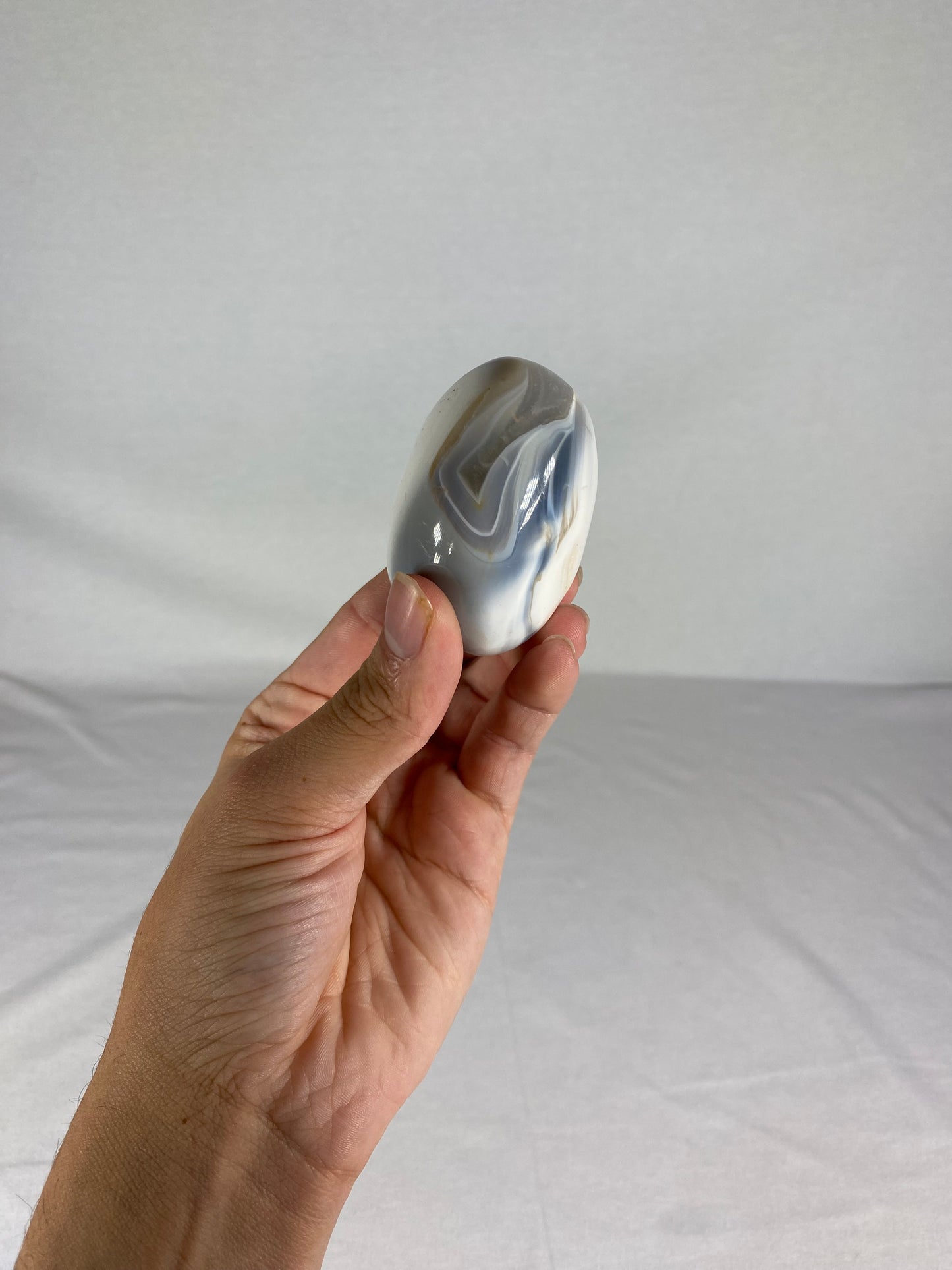 Madagascan Polished Orca Agate Palm Stone (C)