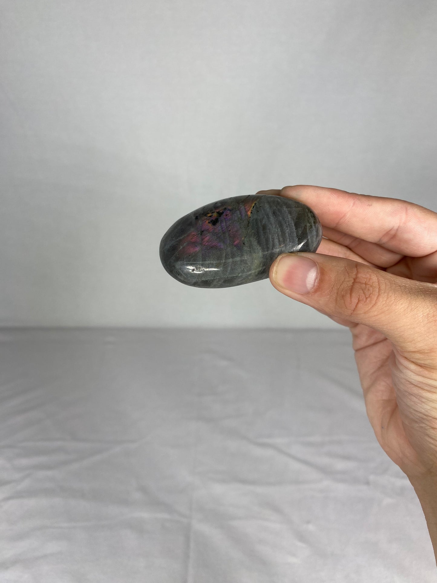 Madagascan Polished Labradorite Palm Stone (Y)
