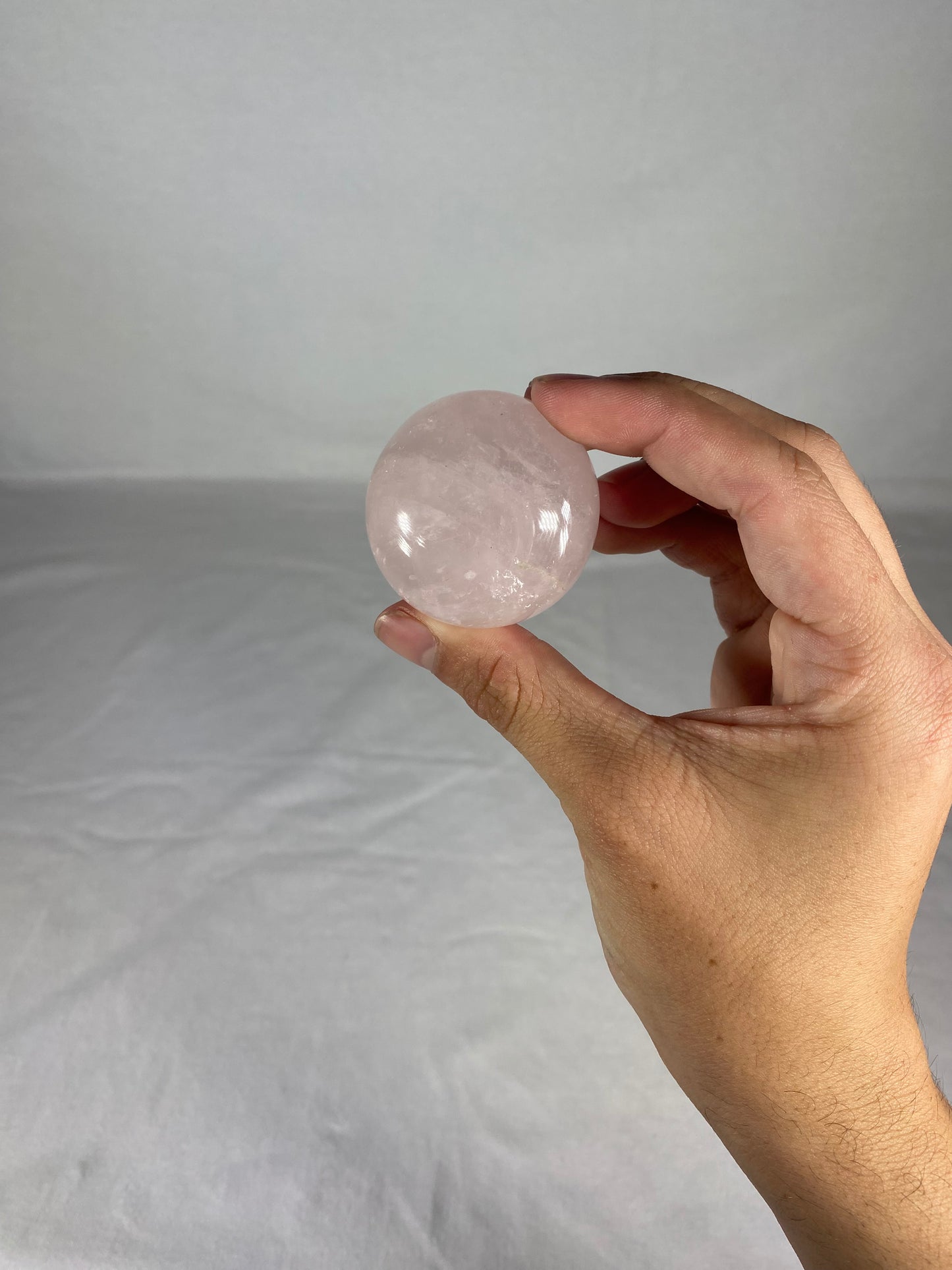 Madagascan Polished Rose Quartz Palm Stone (E)