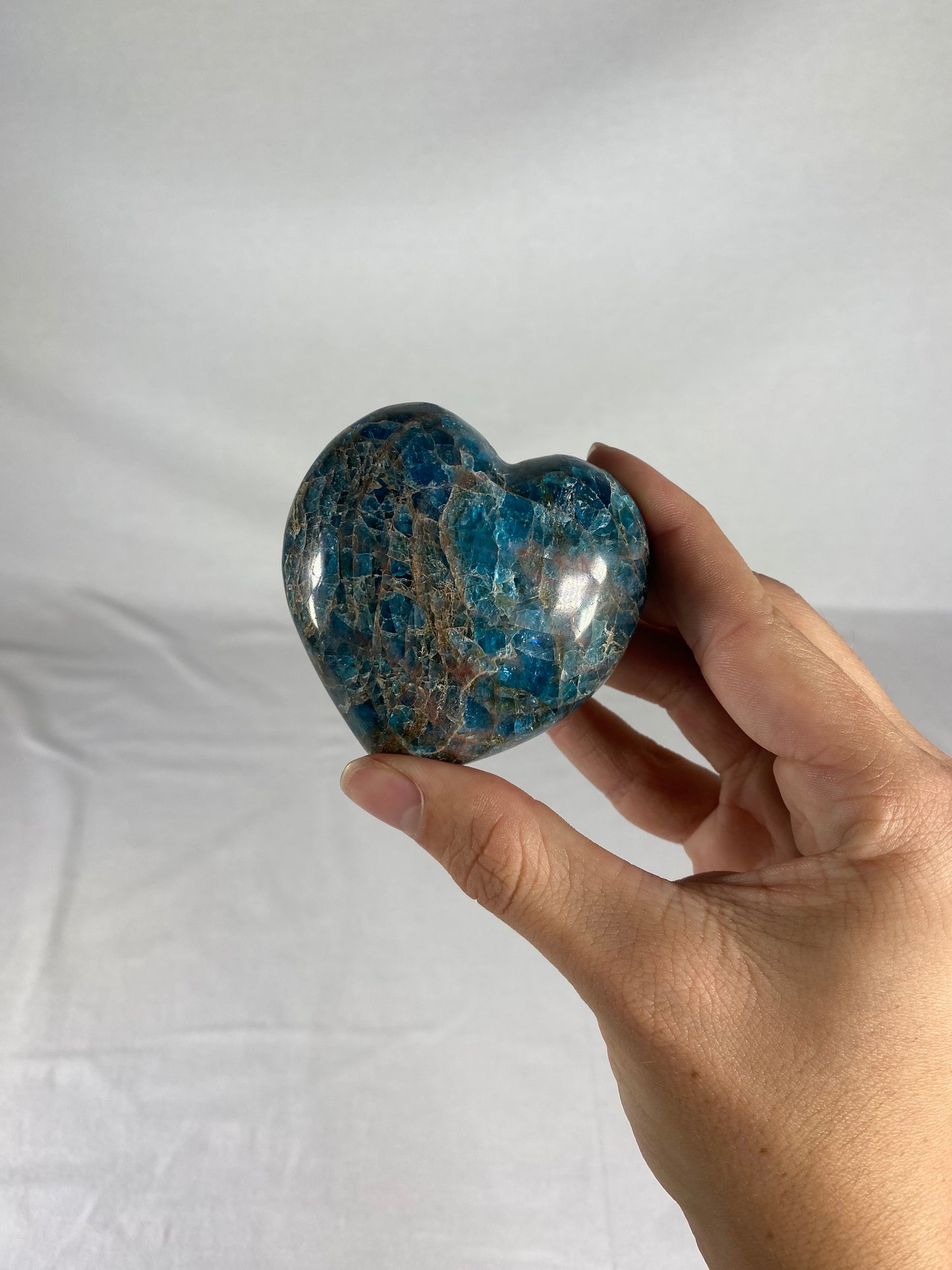 Madagascan Polished Blue Apatite Heart (D)
