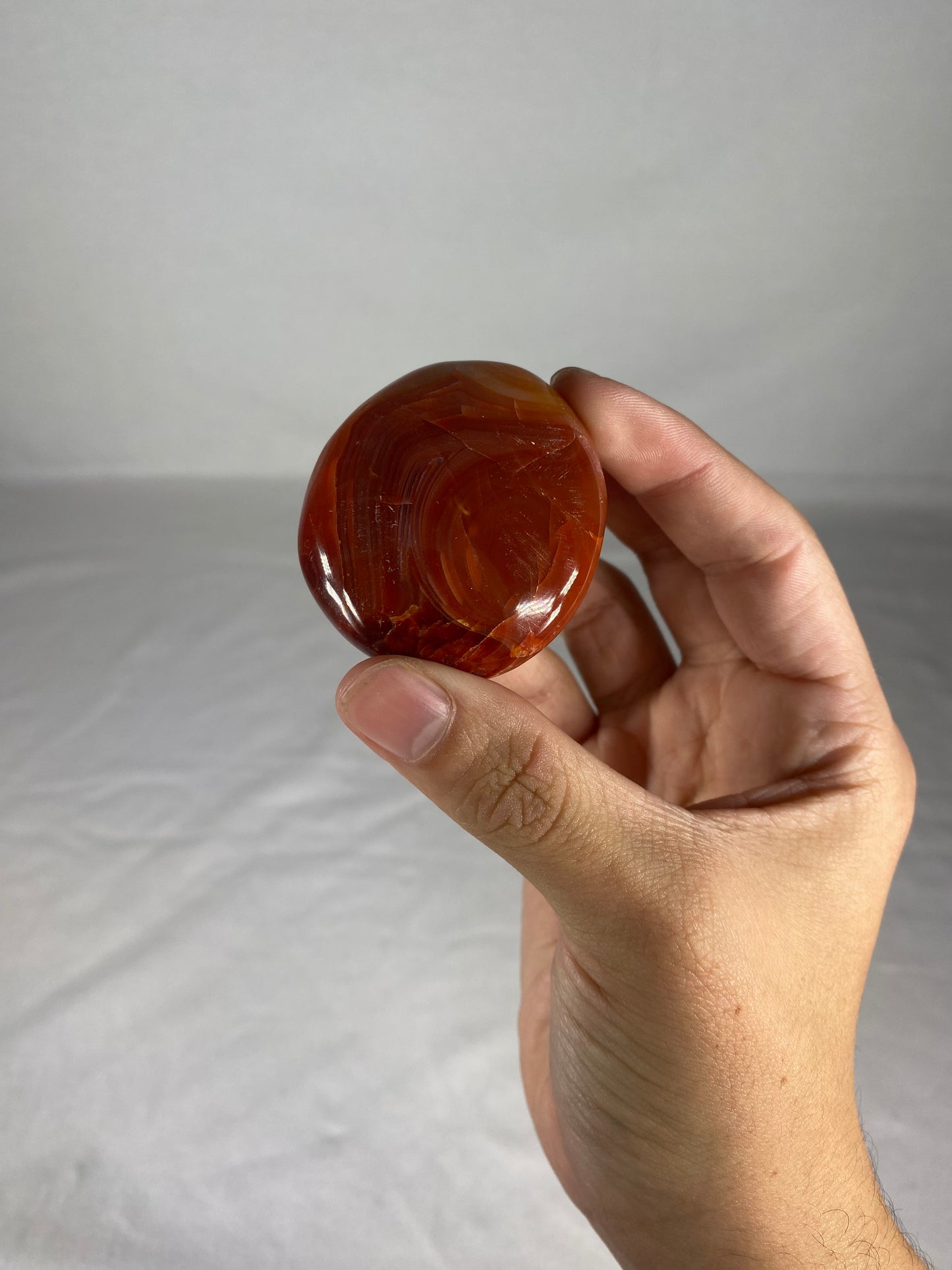 Madagascan Polished Carnelian Palm Stone (H)