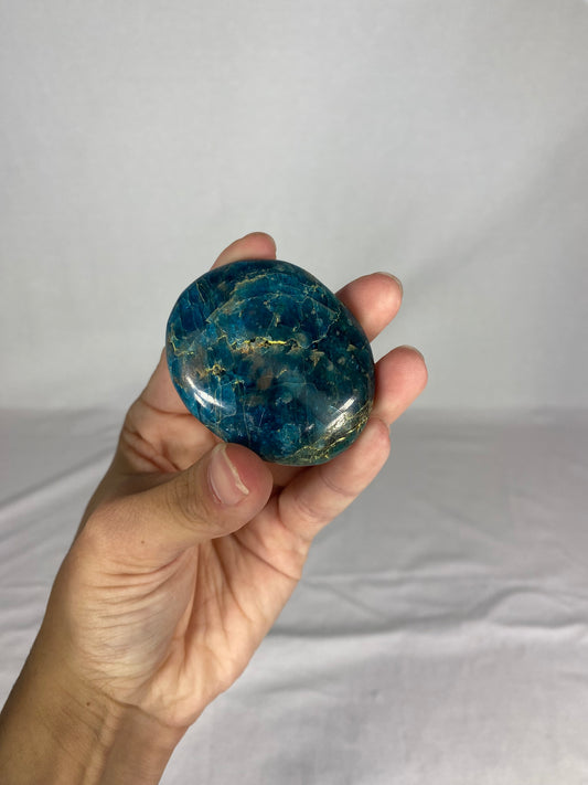 Madagascan Polished Blue Apatite Palm Stone (A)