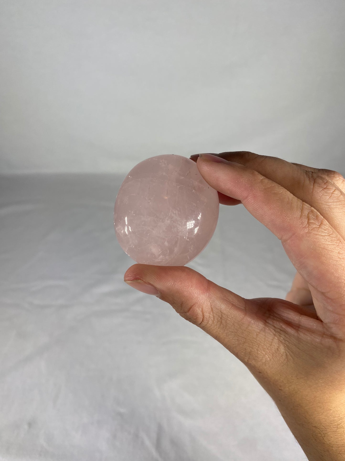 Madagascan Polished Rose Quartz Palm Stone (A)