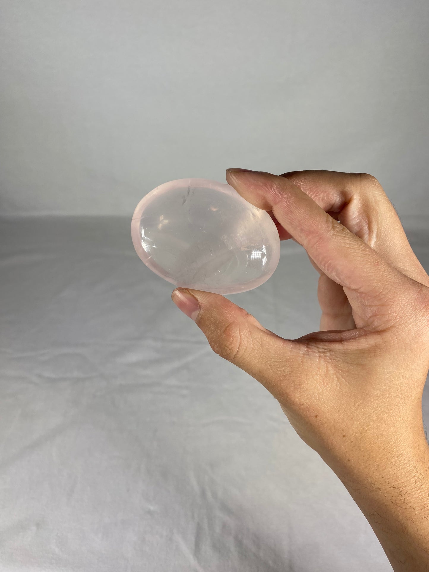 Madagascan Polished Rose Quartz Palm Stone (B)