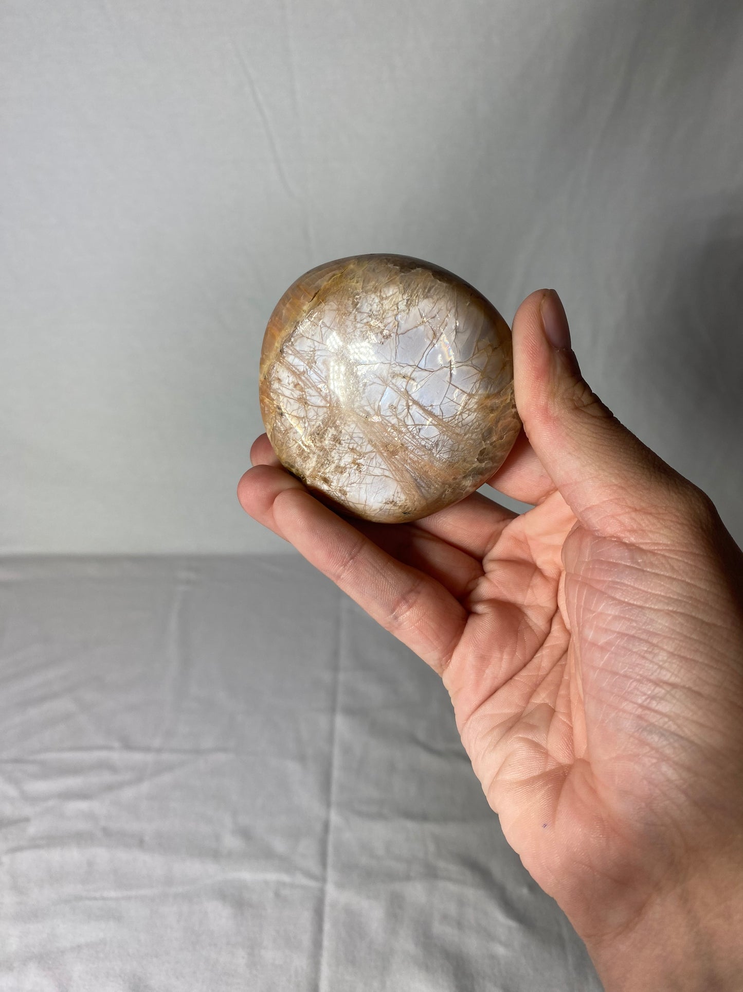 Madagascan Polished Sunstone Palm Stone (D)