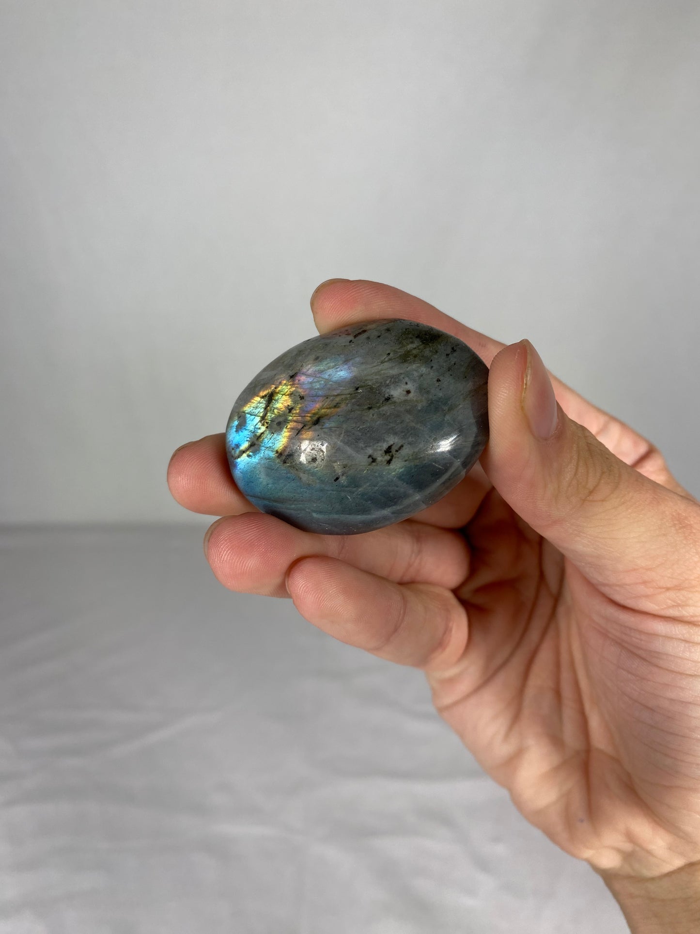 Madagascan Polished Labradorite Palm Stone (K1)