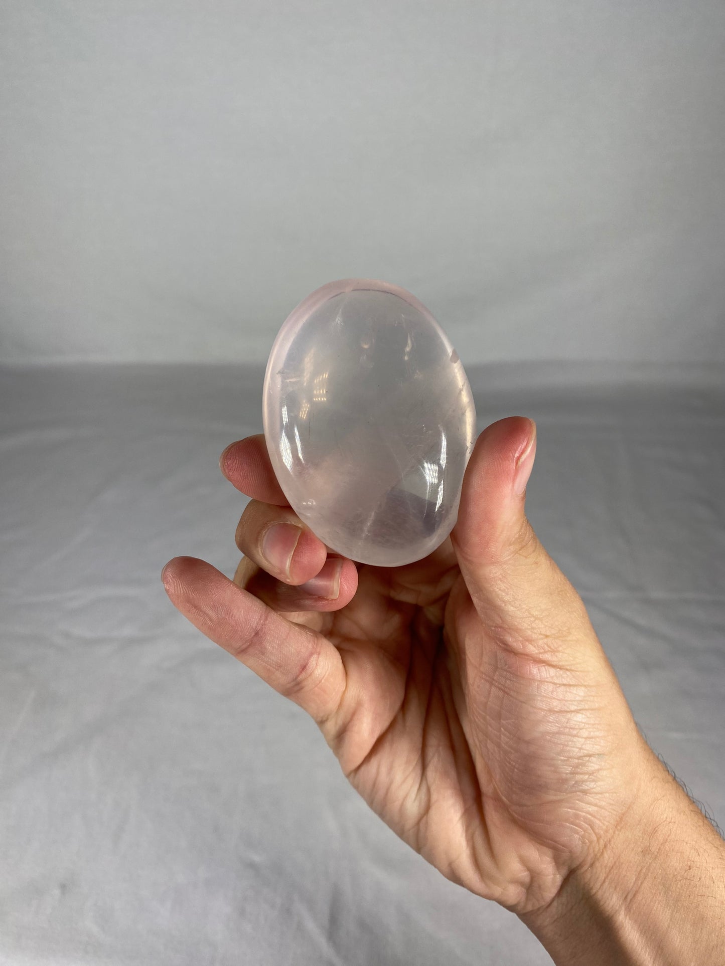 Madagascan Polished Rose Quartz Palm Stone (B)