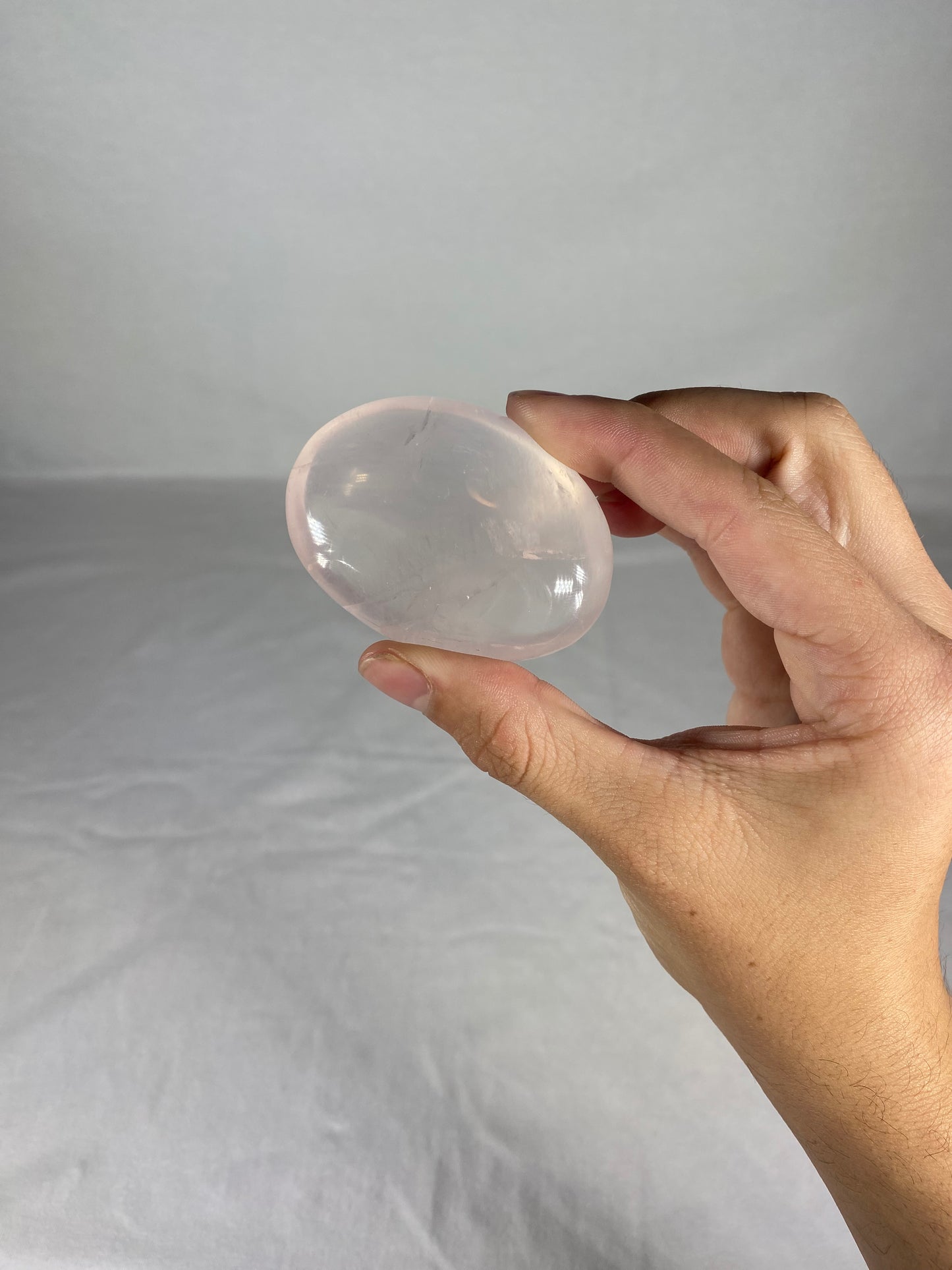 Madagascan Polished Rose Quartz Palm Stone (B)