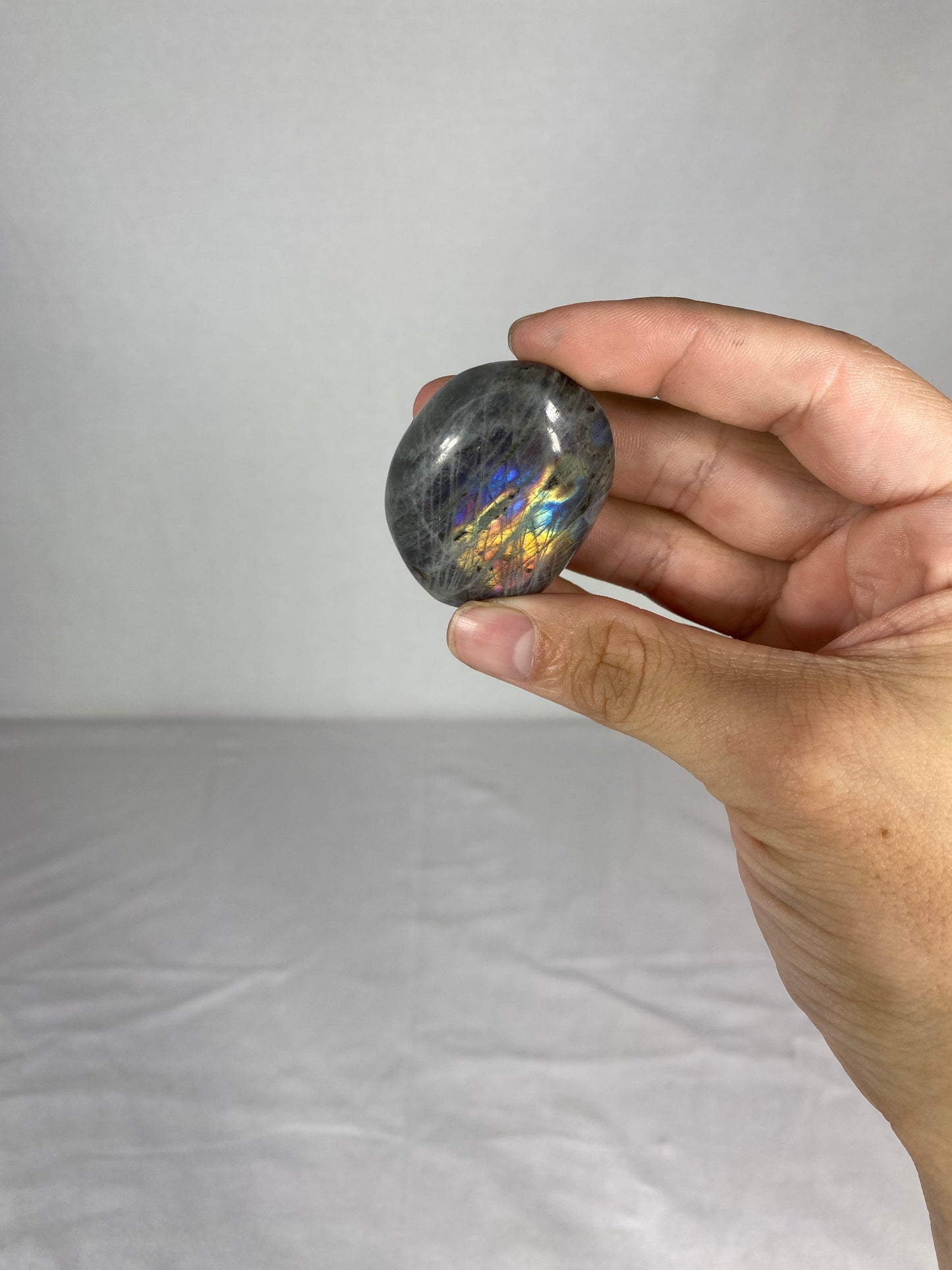 Madagascan Polished Labradorite Palm Stone (E1)