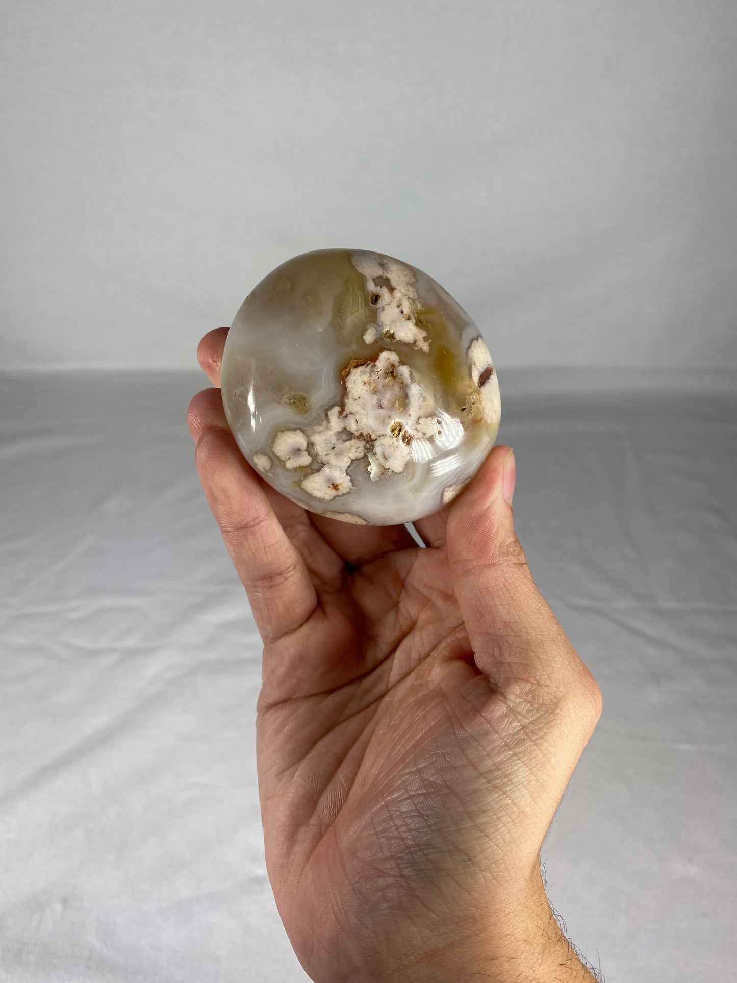 Madagascan Polished Flower Agate Palm Stone (C)
