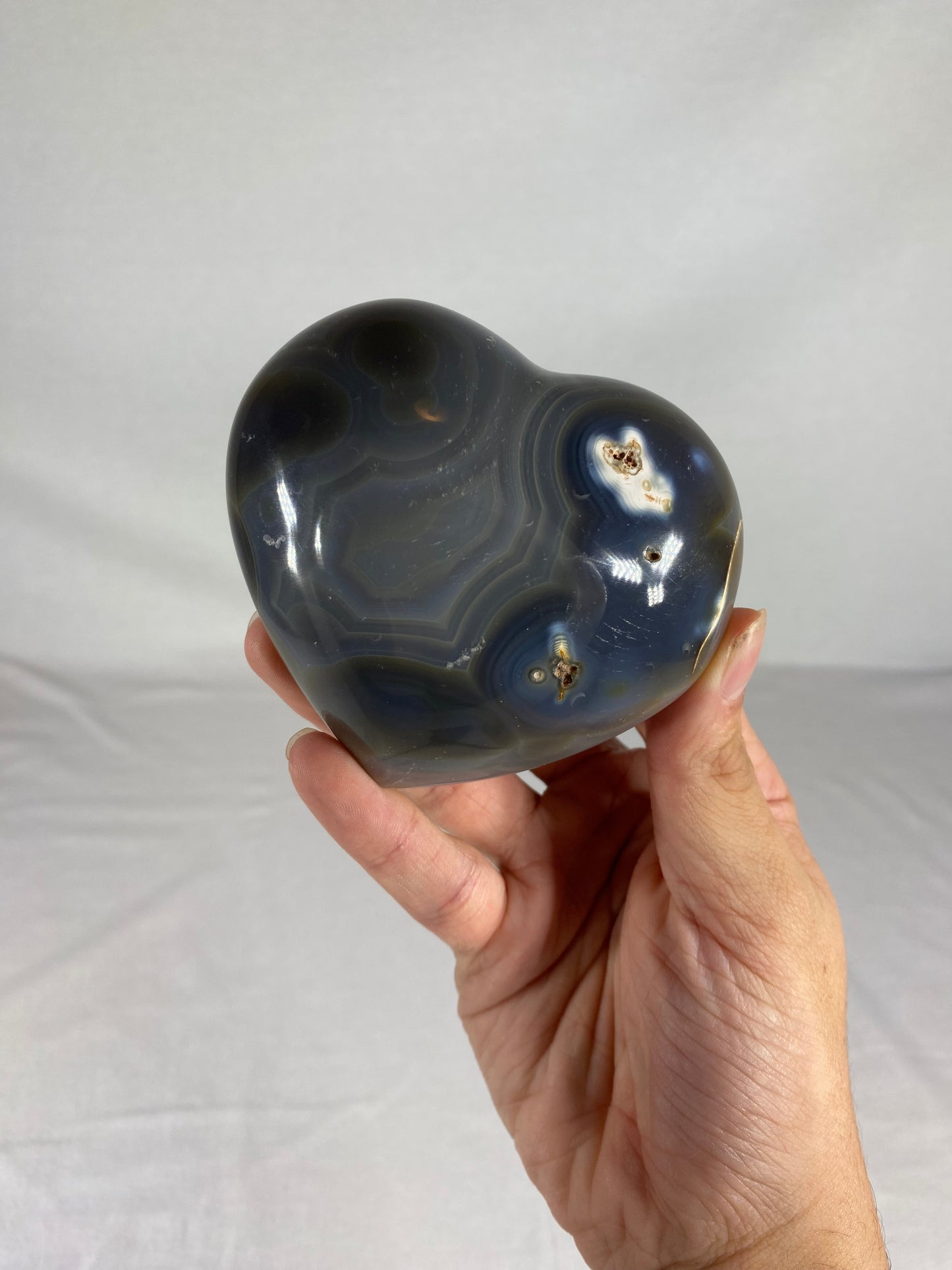 Madagascan Polished Orca Agate Heart (C)