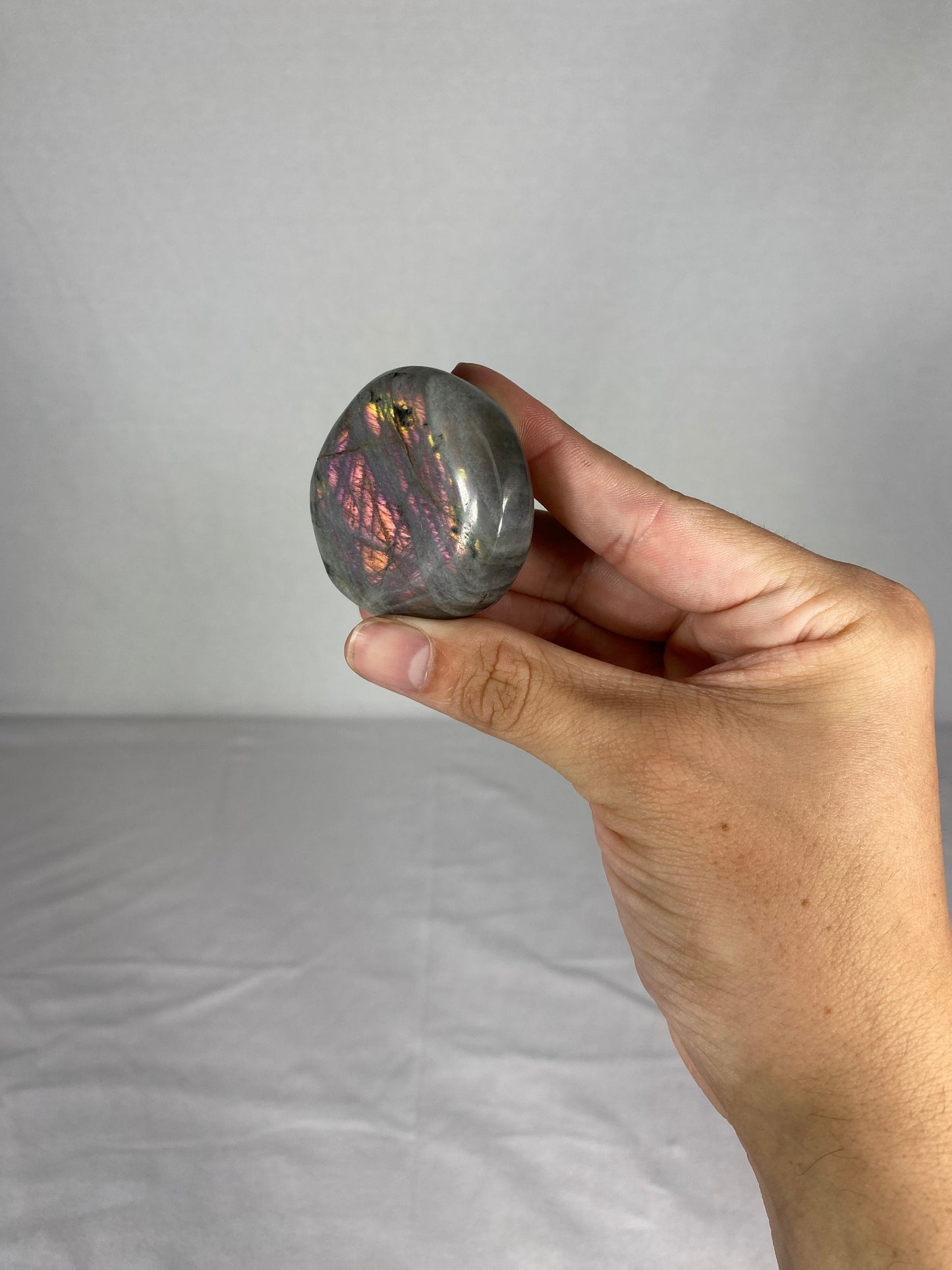 Madagascan Polished Labradorite Palm Stone (A1)