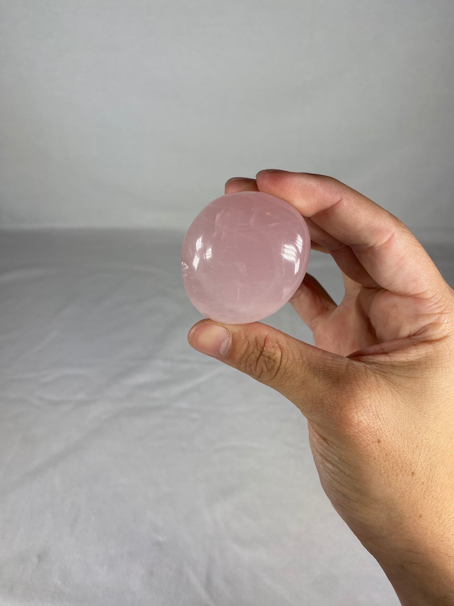 Madagascan Polished Rose Quartz Palm Stone (C)