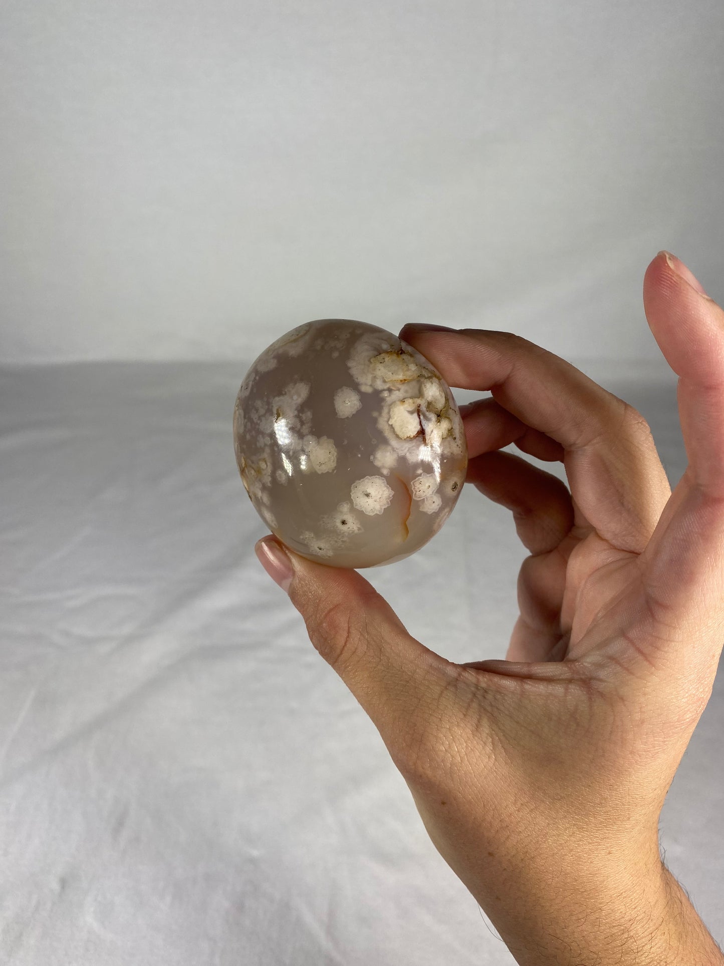 Madagascan Polished Flower Agate Palm Stone (A)