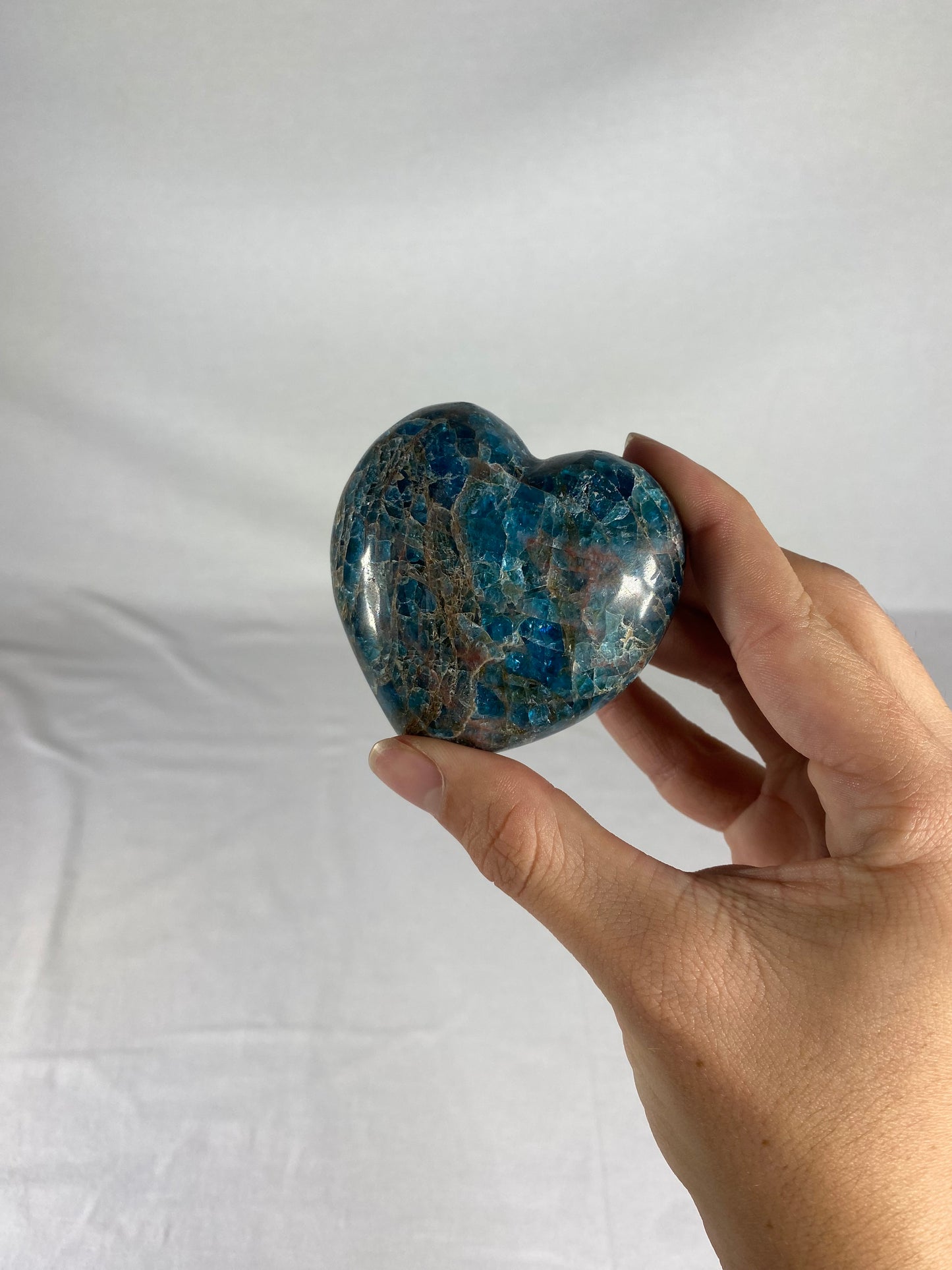 Madagascan Polished Blue Apatite Heart (D)