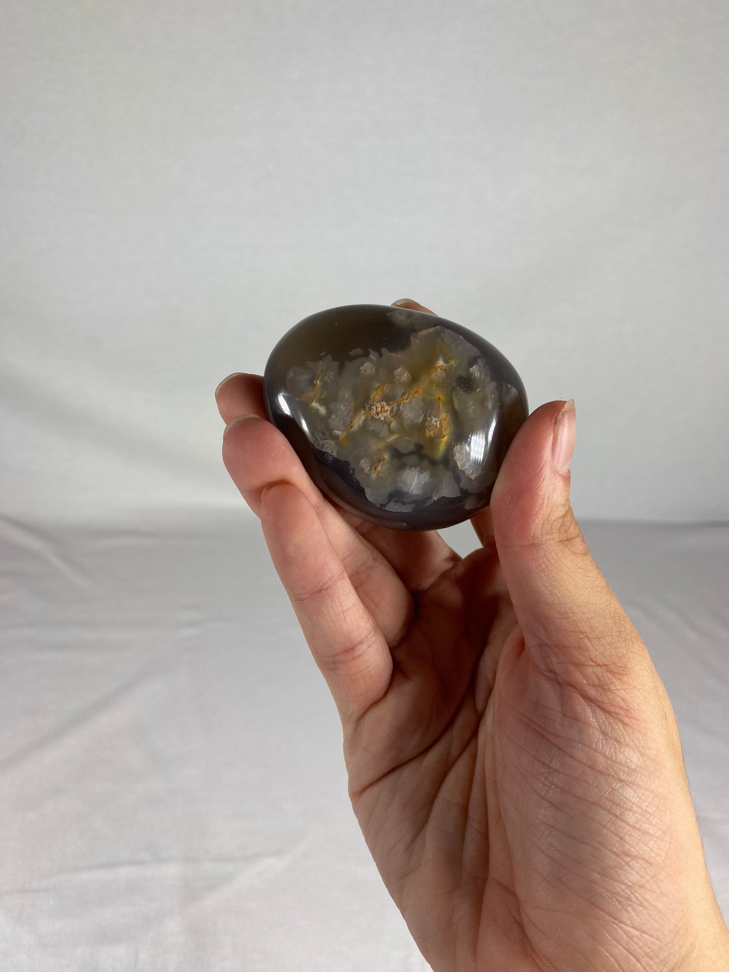 Madagascan Polished Orca Agate Palm Stone (A)