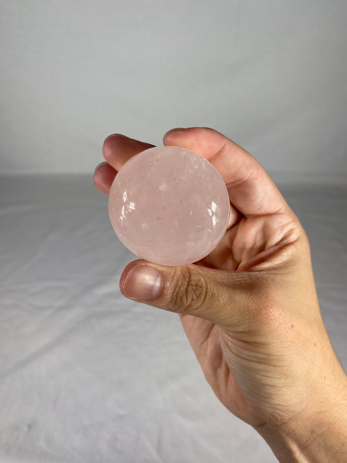 Madagascan Polished Rose Quartz Palm Stone (E)